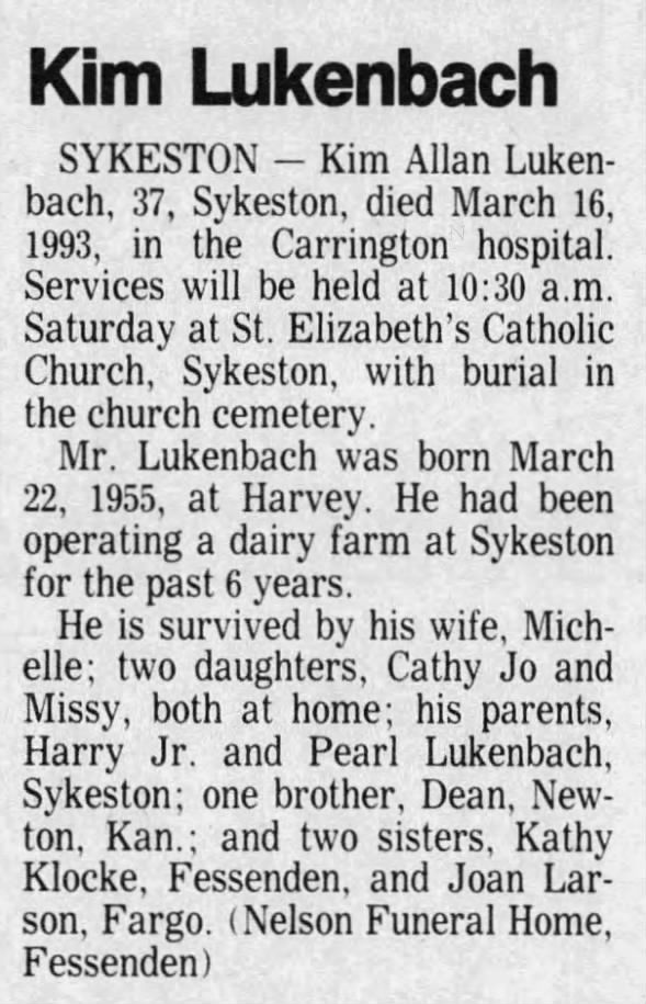 Kim Allan Lukenbach death 1993